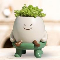 Stylish 9x10cm Cactus Pot with Adorable Legs and Smile for Welcoming Office Spaces smile balta