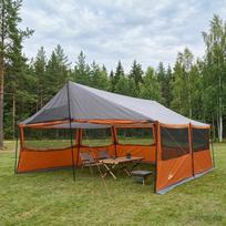 Family Tent with Roof Gray and Orange 600 x 400 x 268 cm