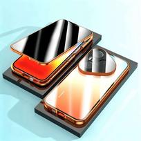 Anti Peeping Case for Huawei Pura 90 Pro Max, Double Sided Tempered Glass,Metal Frame with Lens Protector Phone Bumpers for Huawei Pura 90 Pro oranžinė