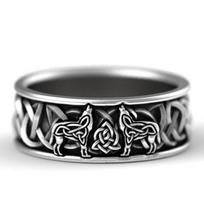Vikingų Šiaurės mitologija Milžiniškas vilkas vyrų žiedo gynybos totemas vilkas mada hip-hop rokas unisex pirštų žiedas punk dovana 6 gray
