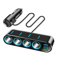 7 in 1 Car Fast Charger Adapter Charge 12-24V Four Cigarette Lighter Dual USB PD 66W Socket Cigarette Lighter Splitter Universal juoda