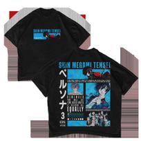 2026 Hot Sale Vintage Washed Persona 3 Makoto Yuki Graphic T Shirt Soft Cotton Short Sleeve Oversized Loose Unisex Game Anime Streetwear Tops S black