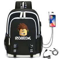 Roblox virtualaus pasaulio kuprinė su USB įkrovimu, nešiojamojo kompiuterio krepšys, studento kuprinė vaikams, berniukams, mergaitėms style 1 juoda