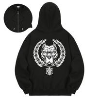 Kan6312 Khzb0195 Pitbull Fleece-Lined Zip-Up Hoodie Black Black/M gray