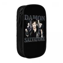 Creative Damon Salvatore The Vampire Diaries TV Series Pencil Cases Pencilcases Pen Holder Large Storage Bags Stationery 21x10.5x5cm black