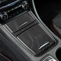 1Set Carbon Fiber Central Console Storage Box Ashtray Cover Trim Sticker for Mercedes Benz A-Class W176 CLA C117 GLA X156 13-18 Set 2 gray