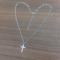 18K Real Gold Plated Stainless Steel Cross Necklace for women girls Non Tarnish Waterproof Easter Christian Faith Jewelry Gifts gray