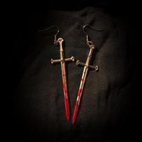 Gothic Vampire Rose Blood Drip Cross Sword Necklace