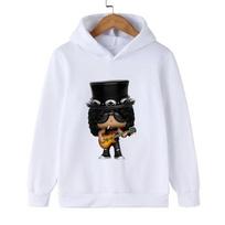Autumn Winter Slash Rock Band Gun Roses Printed Hoodies Casual Warm Sports Long Sleeved Children's Boy and Girl Kids Unisex Hooded Sweatshirts 100 white