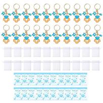 Baby Shower Footprint Keychain 20Pack with Organza Gift Bag Guest Returning Gift Party Decors Guest Souvenirs 1 mėlyna