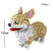 Knew Built Corgi Dog Micro Mini Building Blocks Toys: Adorable Model for Pet Lovers Recreation Perfect Display and Gift Idea in bag beige