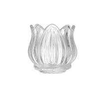 2PCS Vintage Tulip Shaped Candle Holder Mini Clear Glass Candle Holder Ornament Romantic Candle Cup Household skaidri