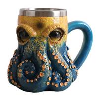 3D velnio aštuonkojis alaus puodelis su čiuptuvo rankena Gotikinis Cthulhu Piratų gėrimo indas Naktinis Viduramžių Fantazijos Dovana D brown