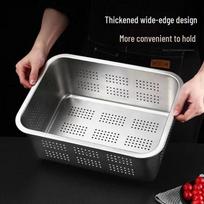 Stainless Steel Square Steaming Tray with Holes gray