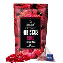 BLUE TEA - Hibiscus Rose Tea - 60 Tea Bags - Plant Based || SKIN GLOW ENHANCING TEA || Caffeine Free - Flower Based - Tangy Flavor - Vegan red