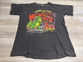Vintage 1988 Monsters Of Rock Van Halen Tour T-Shirt Faded Black Size XL Concert S gray