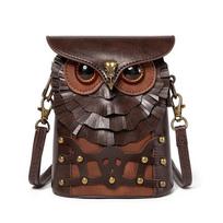 Vasaros Naujas Asmenybės Pelėdos Telefono Krepšys Steampunk Retro Šaunus Pavarų Ratukas MINI Monetų Dėklas Aukščiausios Kokybės PU Kniedės Peties Įstrižas Krepšys Vyrams ir Moterims gray
