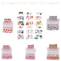 17cm Mini Doll's Accessories Collection Designed For Labubu Doll Pop 5/6Pcs/Set Bed+Quilt+Pillow Pajamas Sleeping Pouch Dollhouse GiftGirl's white