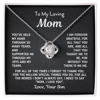 My Loving Mom Mother Gift From Son  Without You There Is No Me  Women 2026 Fashion Jewelry My Love Knot Necklace Dropshipping gray