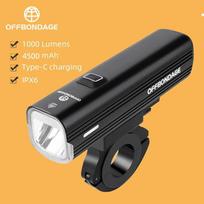 OFFBONDAGE Bicycle Light 1000Lumen Bike Headlight Cycling Front Lamp Flashlight Handlebar USB Charging MTB Road Light Highlight balta