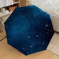 1 Galaxy Žvaigždėtas Dangus Automatiškai Atsidarantis/Uždengiamas Skėtis, 8 Šonkaulių Kompaktiškas Kelioninis Skėtis, Lengvas Nešiojamas Mėlynai Juodas Žvaigždėtas Naktis