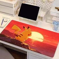 Big MousePad Gamer Extended Mouse Pad Anime Pokemon with Locking Edge Rubber Desk Mat Gaming Accessories Cute Pikachu Mousepad 800x300x2MM black