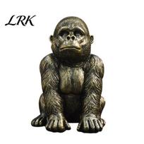 Resin Animal Figurine Gorilla Statue, Sitting Monkey Sculpture, Industrial Home Decor for High-end Decoration Living Room Office Desk Bookshelf, A