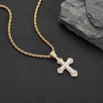 European and American Personalized Color Zirconium Cross Necklace Men's Hip-hop Full Diamond Zircon Pendant Necklace Jewelry Women's Versatile gray