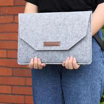 Anti-Slip Felt Laptop & Tablet Sleeve for MacBook/iPad Light Gray; Polyester Felt; 12 inch white