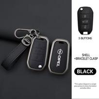 For Opel CorsaZinc Alloy Leather Car Remote Key Cover Case Shell For Opel Mokka Corsa Astra Combo Grandland Insignia Frontera Accessories black