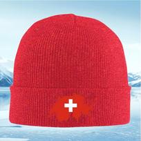 Switzerland cross white red shape Unisex Women Unisex Knitted Hat Beanie Pullover Cap Winter Thermal Warm Christmas Outdoor Cy