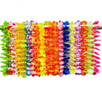 10Pcs Colorful Artificial Flower Wreath Vibrant Tropical Theme Leis  Party Favors 10Pcs Random Color