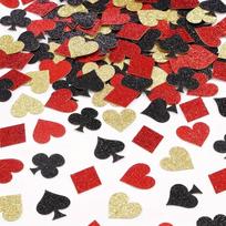 Las Vegas Casino Party Poker Card Confetti - Black, Red, Heart-Shaped Sequin Decorations Glitter Poker Card Confetti black