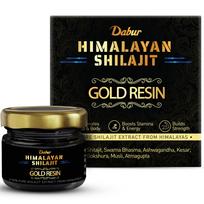 Dabur Himalayan Shilajit/Shilajeet Gold Resin - 20g | 500mg/Serving | 40 Servings | Contains 24 Karat Gold | 7 Ayurvedic Boosters | Boosts Muscl