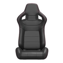 1PC Universal Bucket Racing Seats Red Stitch PVC Leather Reclinable Carbon Look Leather Back With Adjustor Slider(Not Including Seat Bracket ) Right 55 x 56 x 85 cm juoda