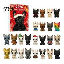 Countdown Calendar 24 Days Bulldog Advent 2026, Acrylic Puppy Ornaments Christmas Calendar, for Kids 2D Flat Dog Xmas Tree Pendant Tree, Holiday Party A red