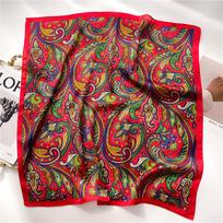 Bohemia Paisley Print Women's Silk Satin Hair Scarves 70cm Square Headscarf Designer Scarf Headband Shawl Bandana 70x70cm blue