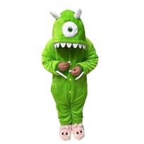 Mike Cosplay Onesies Anime Green Costume Boy Girl Sleepwear Halloween Jumpsuit Festival Outfit Winter Warm Flannel Cute Suit 4T Fit 85-104cm green