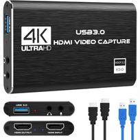 4K USB 3.0 HDMI Capture Card for Live Streaming & Game Recording with Microphone Support for PS4 and PC CJ30210