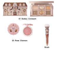 Flower Knows Moonlight Mermaid Series Glitter Eyeshadow Palette High Pigment Shell Jewelry Blush Makeup Brush Set Matte Finish beige