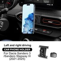 Car Gravity Magnetic Phone Holder For Dacia Sandero 3/Sandero Stepway III Jogger 2021 2022 2023 2024 2025 Bracket GPS Navigation Magnetic style gray