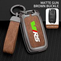 For Skoda VRS Octavia 1 2 3 Rapid Kodiaq Karoq RS Fabia Kamiq Superb Zinc Alloy Car Remote Smart Key Case Cover Auto Accessories brown