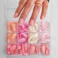 Creamy Color Press On Nails 288pcs Box Mid Almond Glossy Dopamine Fake Nails for Teen Girls Daily School Wear A2
