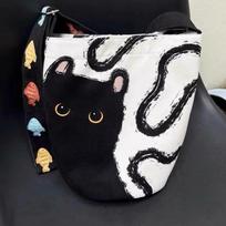 Lazy wind canvas bag large capacity slack canvas cat shoulder messenger bag design sense niche gray