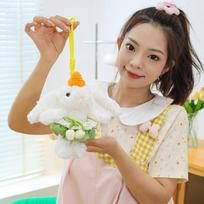 Populiari gėlėta suknelė princesės zuikutis pakabukas mielas ilgaausis zuikutis raktų pakabukas mergaitėms krepšio butiko pakabukas lėlė 20cm flower skirt rabbit pendant beige