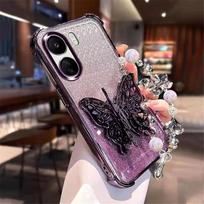 Blizgus dengtas telefono dėklas, skirtas Huawei Nova 14 13 Pro 12 12S 12i 11 10 9 8 7 Pro SE, su drugelio laikikliu ir apyranke, atsparus smūgiams dangtelis Nova 4E white