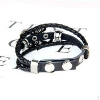 Braided Rope Bracelet Bangle Wristband with Butterfly/Lobster/Tree B black