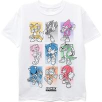SEGA berniukų marškinėliai trumpomis rankovėmis su ežiuku - Sonic, Tails, Knuckles(1) S balta