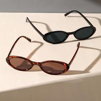 2 Pairs Retro Oval Sunglasses for Both Men and Women - Retro Round Frame Design