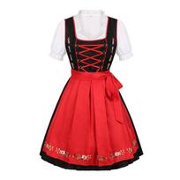 Women's Oktoberfest Costume German Bavarian Beer Festival Outfits for Halloween Carnival Party Dirndl Dresses Blouse L red